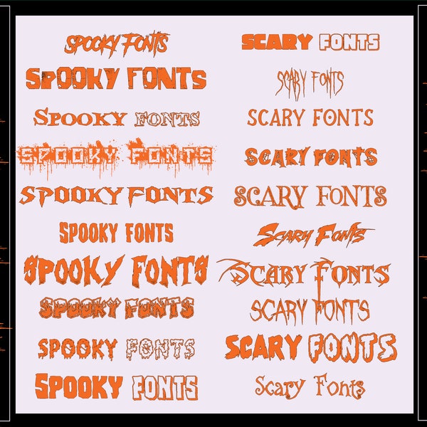 Scary and Spooky Halloween Font Pack Part II - 40 Different Fonts with 100+ Variations (Digital Download)