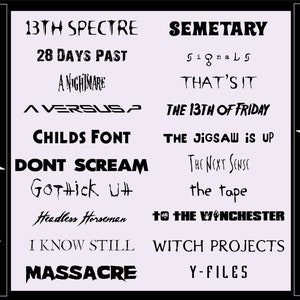 Fandom-lettertypenpakket (20 horror- en engefilmlettertypen) (digitale download)