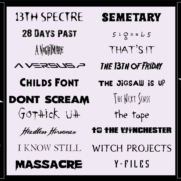 Fandom Font Pack (20 Horror & Scary Movie Fonts) (Digital Download)