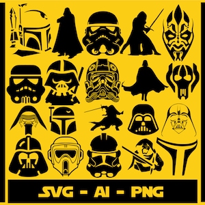 Star Wars Villians Pack - Over 50 Vectors Silhouettes SVG (Darth Vader Kylo Ren Storm Trooper Boba Fett) for Decals (Digital Download)