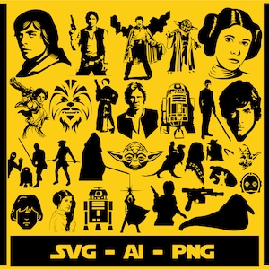 Star Wars Original Trilogy Pack 1 - 30 pk Vector Graphic Silhouettes for Decals Cricut (Ai, SVG e PNG) (Digital Download)