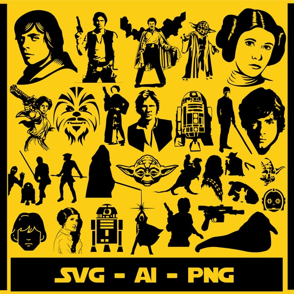 Star Wars Original Trilogy Pack 1 - 30 pk Vector Graphic Silhouettes for Decals Cricut (Ai, SVG and PNG) (Digital Download)