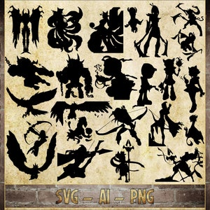 League of Legends Inspired Vector Graphics 24 pk of Silhouettes (Ai, SVG & PNG) for Decals Cricut (Digital Download)