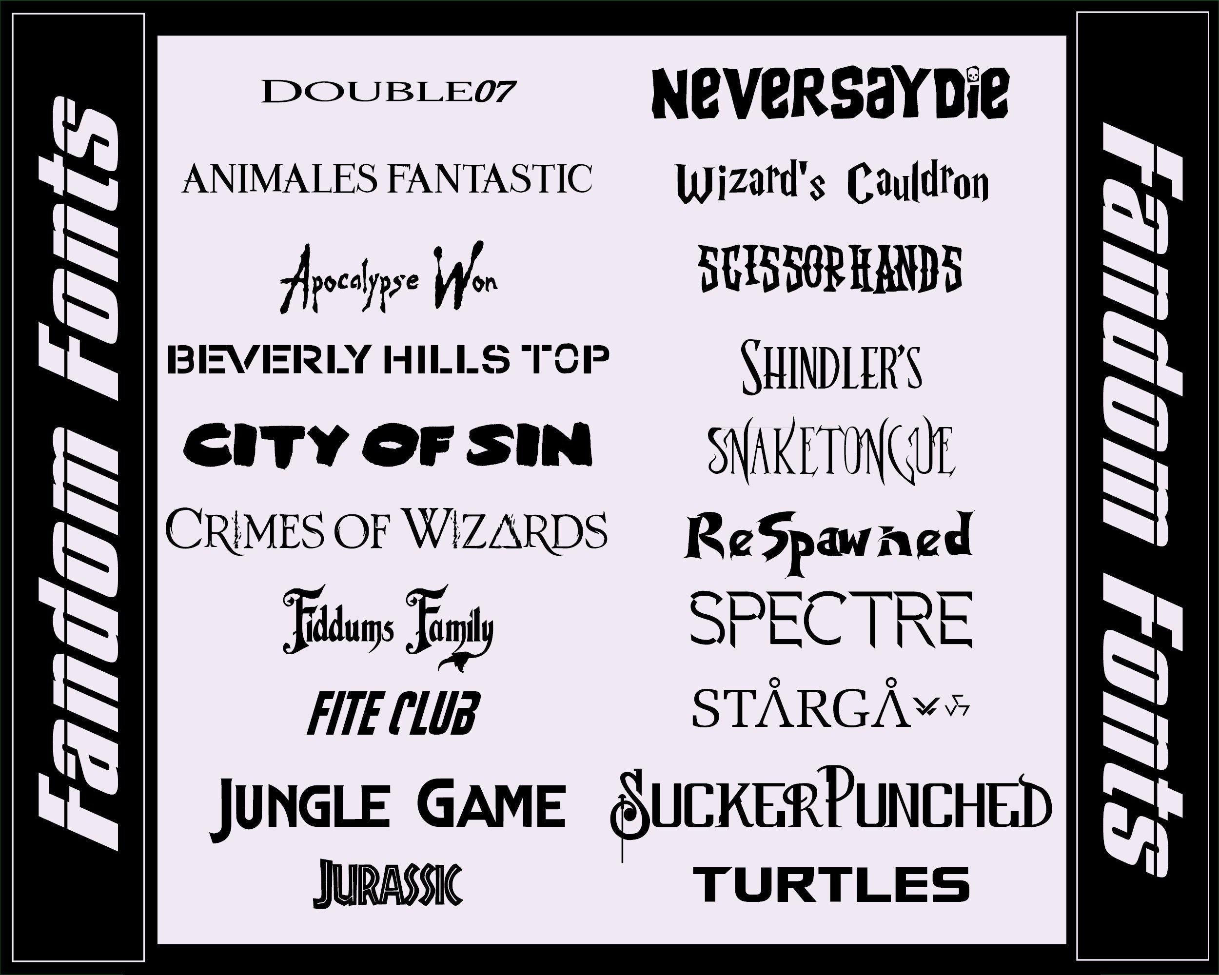 Fandom Font Pack 20 Blockbuster Movie Fonts Part 2 Etsy