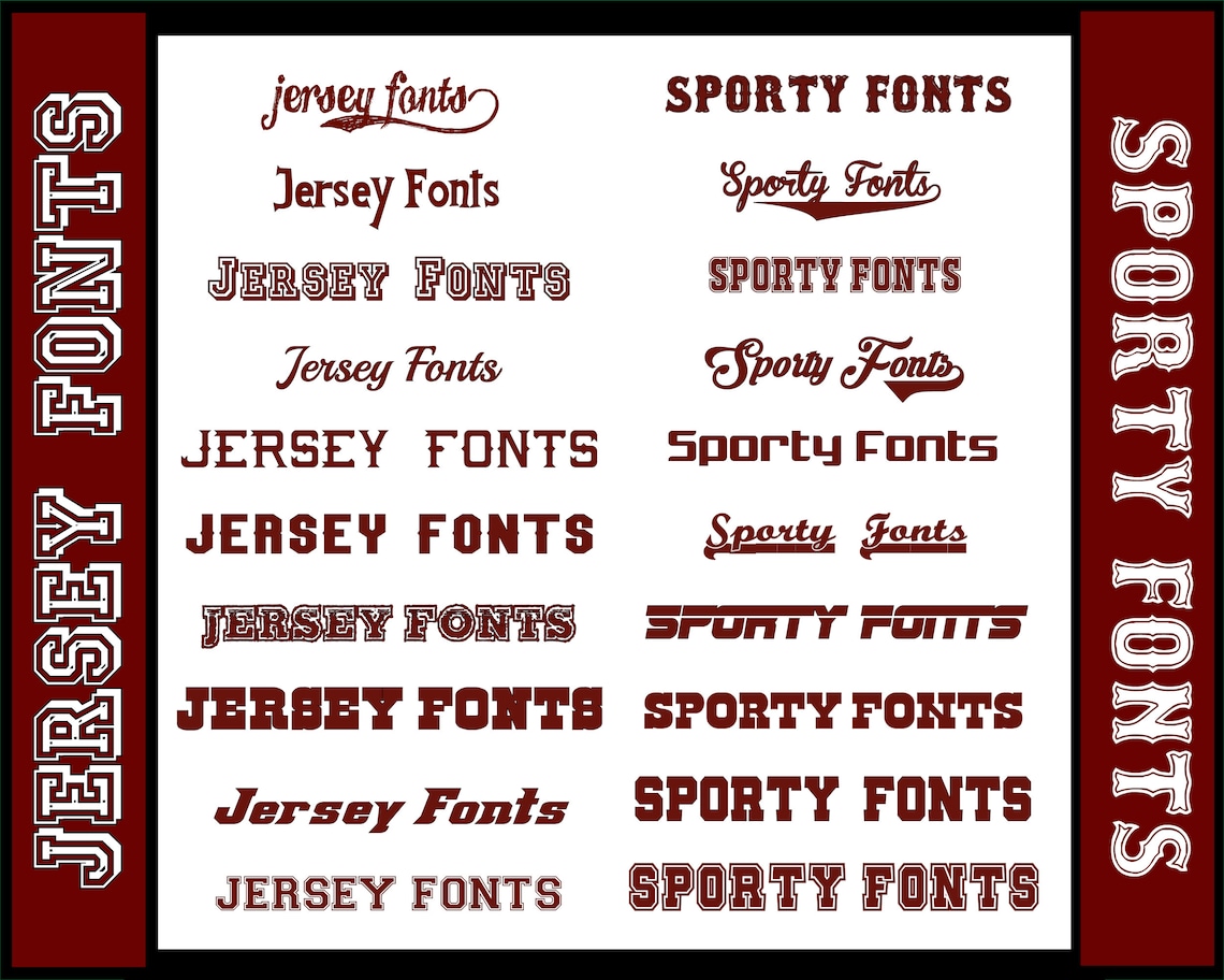 Jersey and Sports Font Pack - 20 Different Fonts With 35+ Variations ...