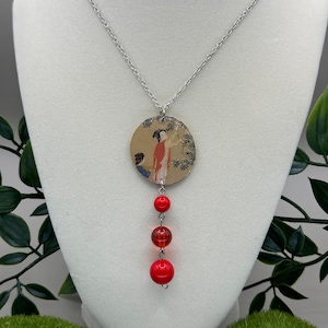 Handmade Red Blossom Geisha Necklace