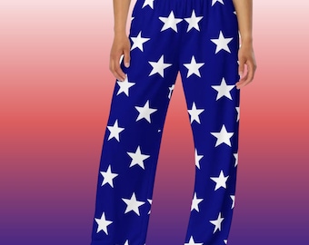 Pantalones de estar por casa Blue Star, estilo pijama patriótico, para adultos de EE. UU.