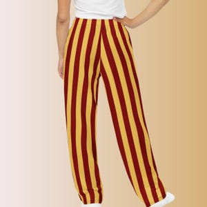 maroon and yellow striped lounge pants
