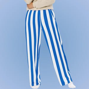 Blue and White Striped Pants Lounge Pants for Pro Football Fans Game Day Team Colors Professional Baseball Pants