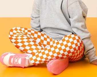 Orange Checkered Lounge Pants: Game Day Pajama Style Loungewear - Etsy
