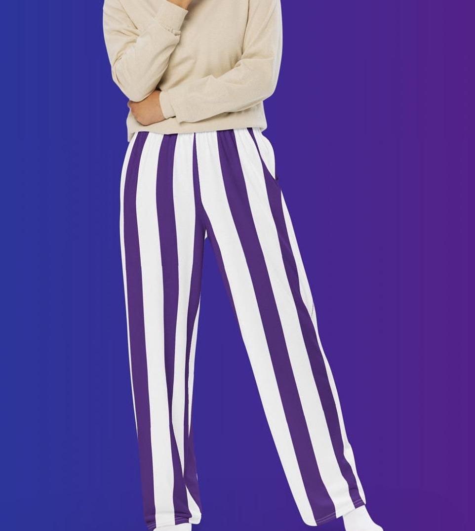 Professional Basketball Pant Striped Wide Leg Purple Pajama Pant Game Day pant Purple Lounge pant College Basketball Purple Striped Pants