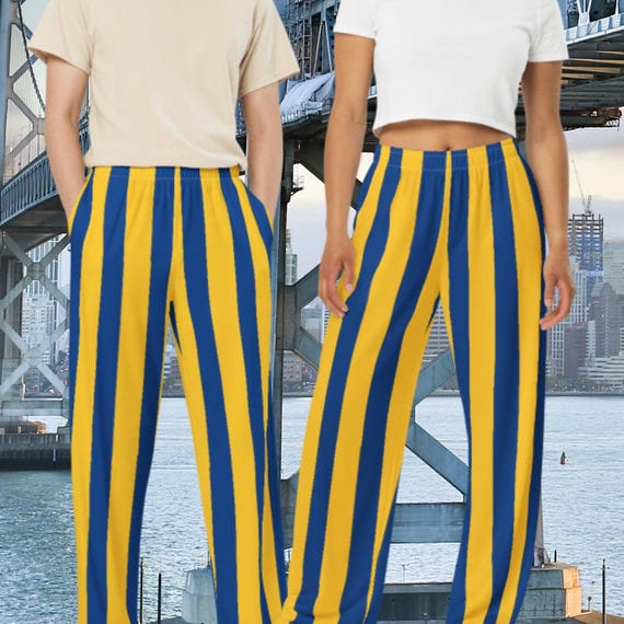 Gold and Blue Football Pant Wide Leg Pants Elastic Waist Lounge Pant  College Basketball Pro Basketball Team Blue and Gold Striped Pants Gift -  Etsy