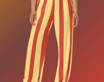 Daylight Trickster Lounge Pants – Cosplay-inspirerade röda och gula randiga byxor