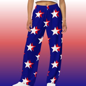 Red White Stars Lounge Pants: Patriotic 4th July Loungewear