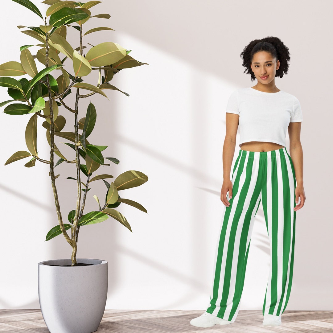 Green and White Striped Pants St. Patricks Day Christmas Day Pants Gift for Green Lover Marching Pants Uniform or Costume Pants Green Clover Etsy