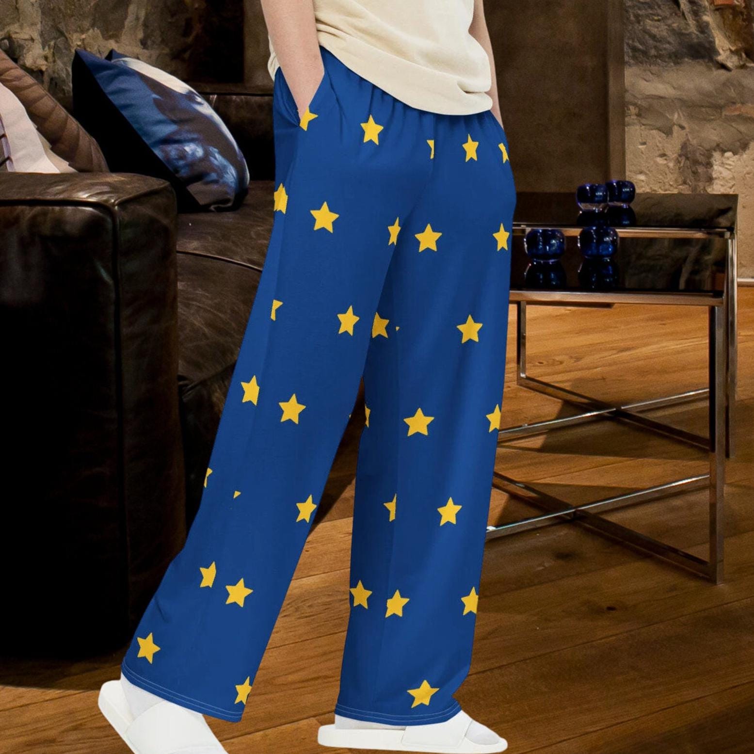 【USED】STAR PAJAMA PANTS Look At The Stars Plush PJ Pant - Black/White | Fashion Nova