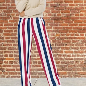 Red White and Blue Striped Lounge Pants: Patriotic Pajama Inspired Bottoms