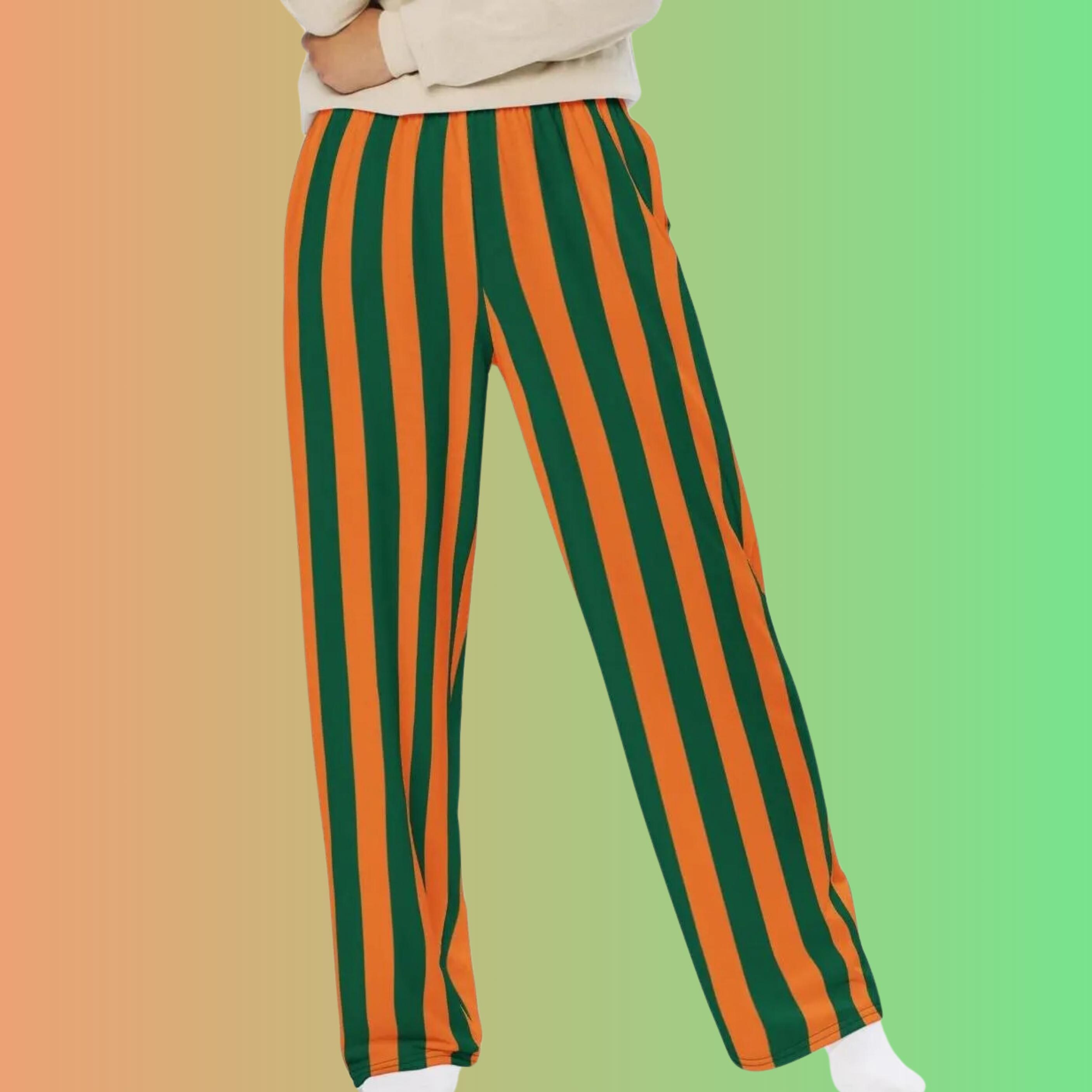 Loungewear for Football Fan Orange and Green Pajama Pants for Game Day St. Patrick's Day Party Pants for College Football Lover Cosplay Pant