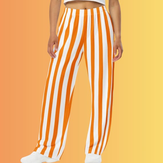 Orange and White Striped Wide Leg Lounge Pants: Game Day Apparel