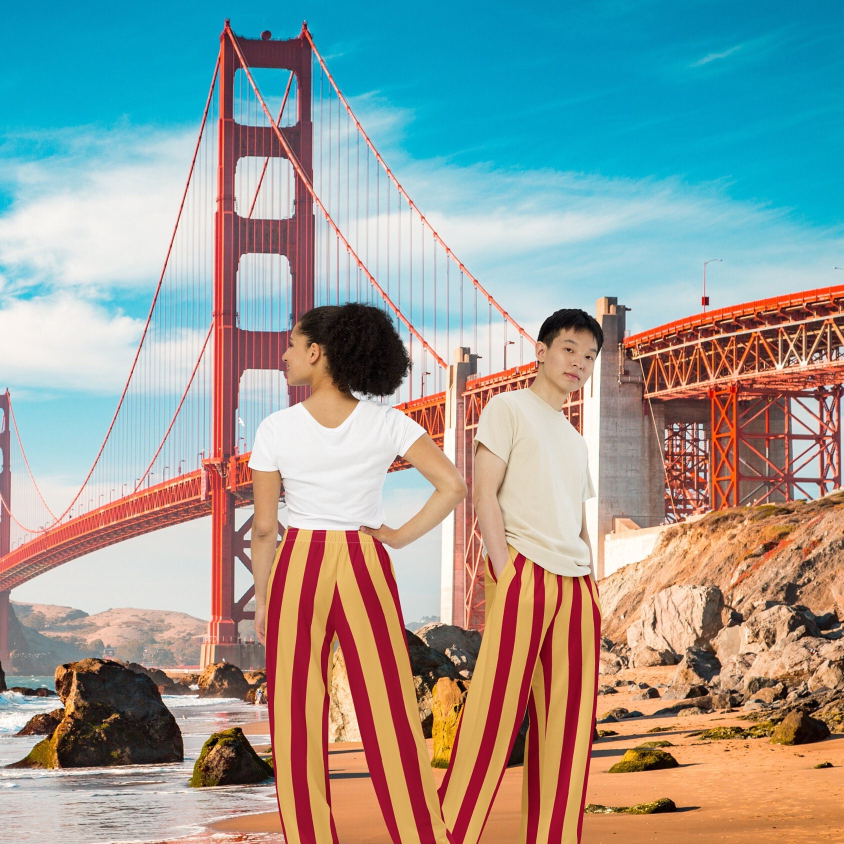 Red and yellow 2025 joggers