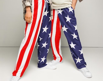Pantalones deportivos con la bandera estadounidense: pantalones deportivos con el orgullo patriótico de EE. UU., atuendo para celebrar el 250.º aniversario.