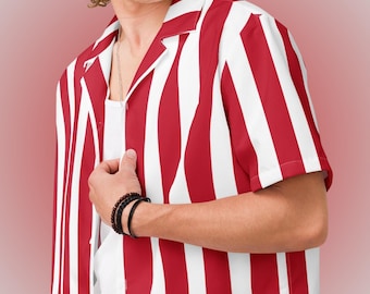 Vintage Barbarian Rugby T-shirt S Mens 90s Red White Striped Long