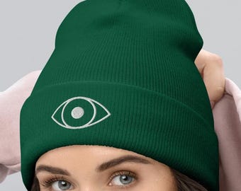 Embroidered Third Eye Cuffed Beanie