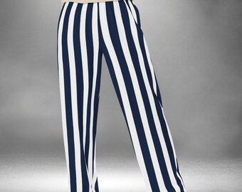 Vintage 60's Navy Blue, Bootcut, Striped Pants (W30) - Etsy