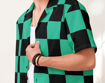 Black and Green Checkerboard Shirt: Recycled Polyester Team Spirit Wear