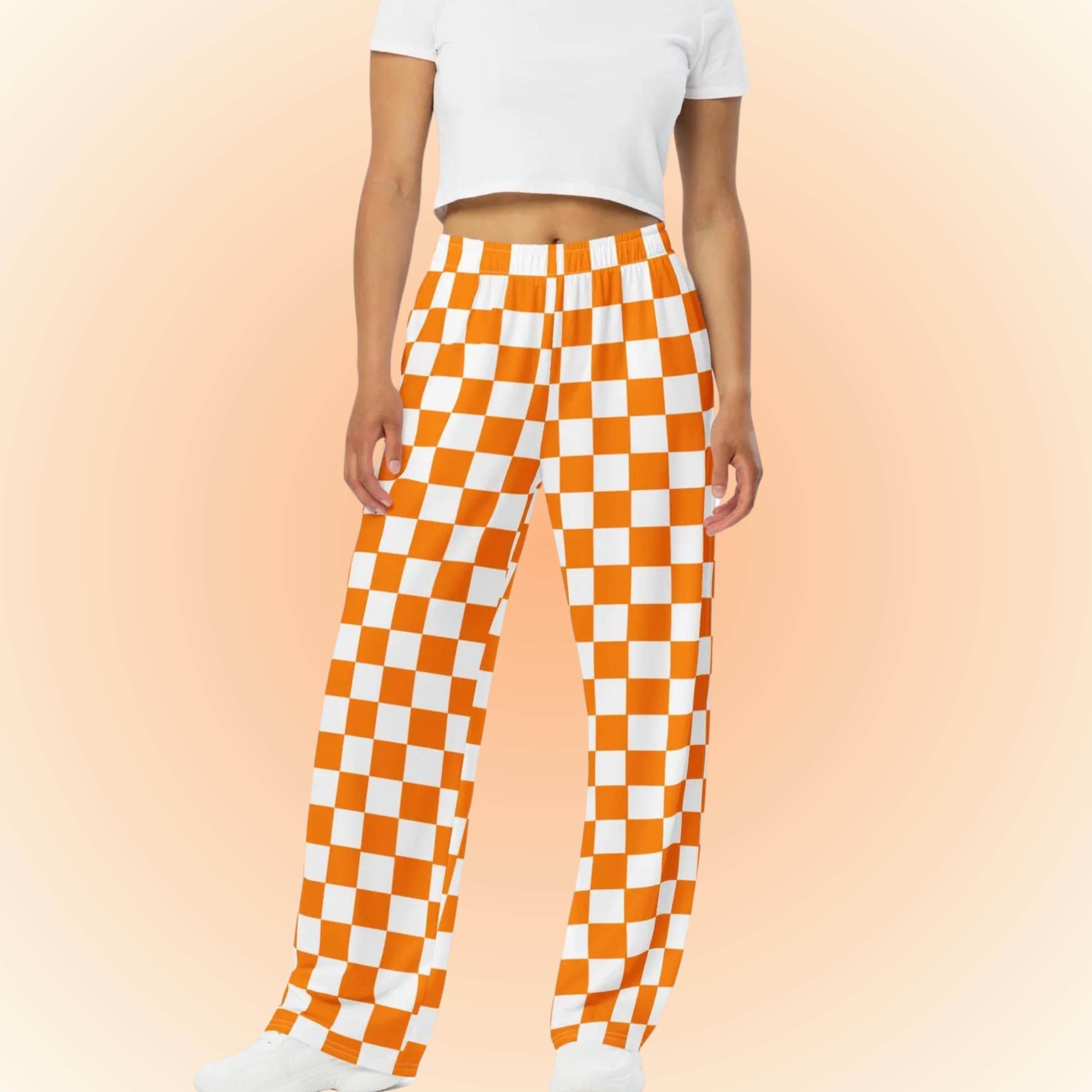 Orange Checkered Lounge Pants Football Game Day Pajama Style