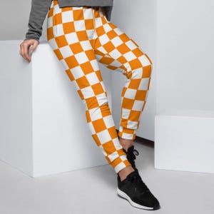 Orange checkered joggers clearance