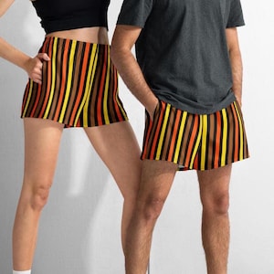 Short de sport à rayures : vêtements de sport rétro à la mode pour l&#39;automne
