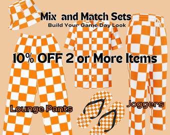 Orange Checkered Lounge Pants: Game Day Pajama Style Loungewear - Etsy
