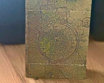 Diario de mapas de aviación personalizado: cuero sintético, cuaderno de vuelo para piloto