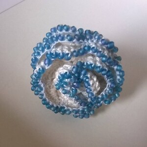 Thread Ring,  Blue stacked ring, Rose Ring, Crochet, Ring, Beaded ring,  Organic engagement ring, Blue ring, gift for girlfriend