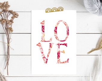 Love watercolor print, Printable Art, Inspirational Print, Watercolor Print, Valentine's Print