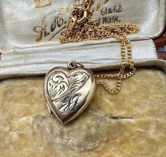 Sweet Rolled Gold Heart Locket with Engraving on … - image 1