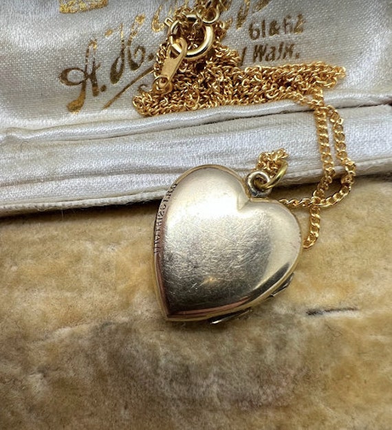 Sweet Rolled Gold Heart Locket with Engraving on … - image 4