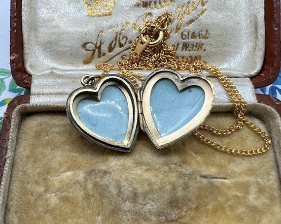 Sweet Rolled Gold Heart Locket with Engraving on … - image 5