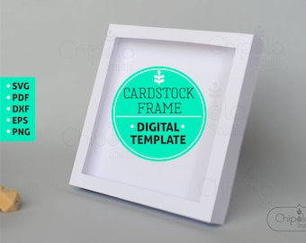 Cadre carré blanc Shadow Box SVG pour oeuvres d'art en couches. Modèle de carte 3D, pouvant être utilisé avec une guirlande lumineuse LED. Cricut