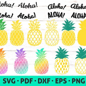 Pineapple SVG, Aloha svg file, Rainbow Pineapple cut file, Tropical download set,  Pineapple for T-shirt, Downloadable File