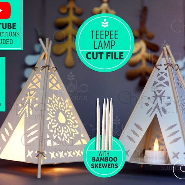 Erstaunliche Pyramide Teepee Lampe SVG Vorlage, sofortiger Download DIY Wohnkultur, Kinderzimmer Dekoration Silhouette, Cricut, Laser, mit LED-Licht