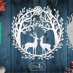 Romantic deer SVG cut file, Wedding Template SVG, Bridesmaid gift , Papercut gift, bride and groom, Mr. & Mrs. anniversary, couple, Cricut