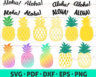 Pineapple SVG - Aloha svg file - Rainbow Pineapple cut file - Tropical download set - Pineapple for T-shirt - Downloadable File