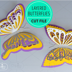 Butterfly SVG template, Paper Butterflies cut file, Wall decor, pop up vector butterfly with cardstock layers, Cricut, Silhouette