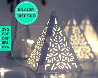 Centerpiece decoration SVG, 3D Pyramid Lantern, Tribal Paper model template, table decoration, Ethnic style,Christmas, Cricut, Silhouette