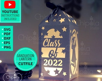 Graduation Lantern, Prom decoration SVG, 3D Lantern, luminary LED template Download, centerpiece table decoration, Silhouette, Cricut, laser