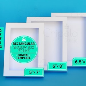 Leere rechteckige Schattenbox Rahmen SVG-Set für mehrschichtige Kunstwerke Papierkunst. 3D-Vorlage, die mit einer LED-Lichterkette verwendet werden kann. Cricut.