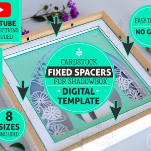 Spacers template from cardstock for your layered artwork paper art shadow box. Possible to use with a LED light string. Video instructions.