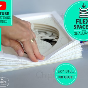 Modèle d'espaceurs flexibles en papier cartonné pour une zone d'ombre d'illustration en couches. Peut être utilisé avec une guirlande lumineuse LED. Instructions vidéo.